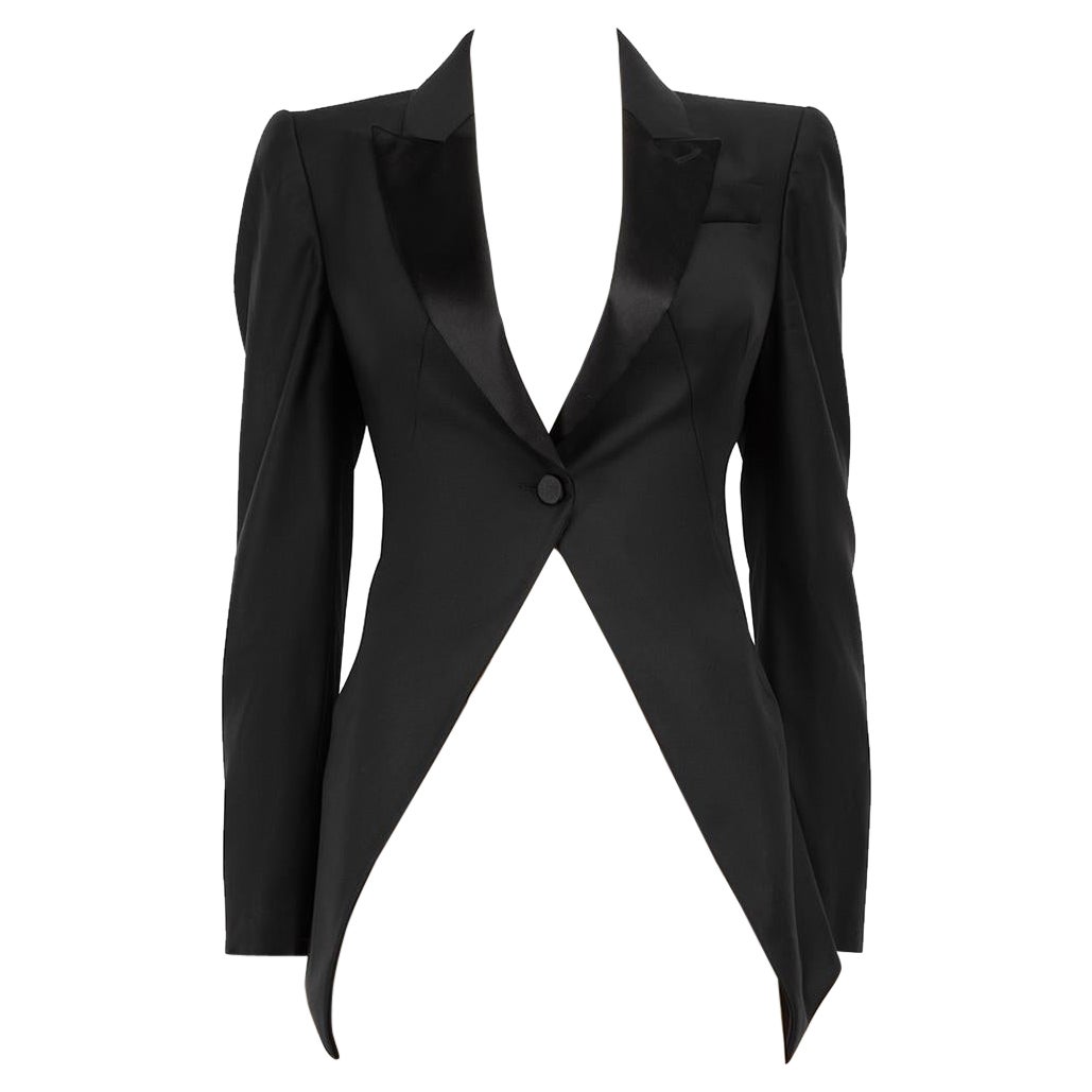 Alexander McQueen Black Wool Geometric Cut Blazer Size S For Sale