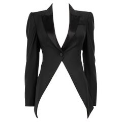 Alexander McQueen Blazer en laine noire à coupe géométrique Taille S