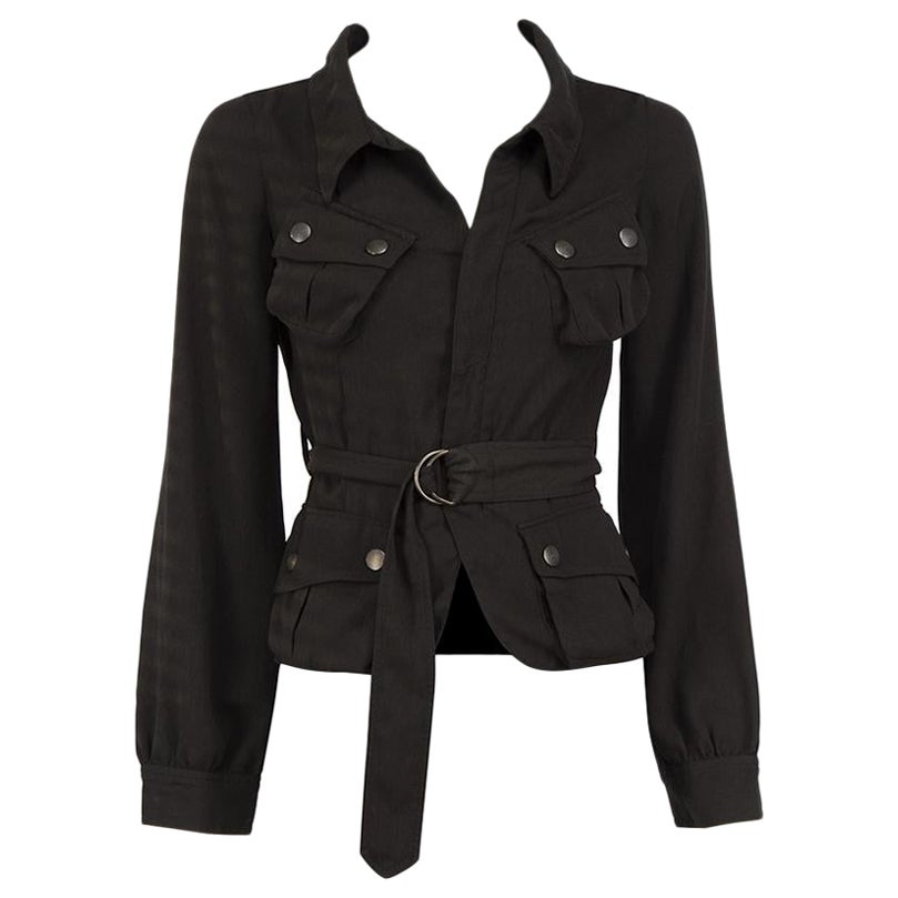 Jean Paul Gaultier Black Belted Utility Jacket Size S For Sale