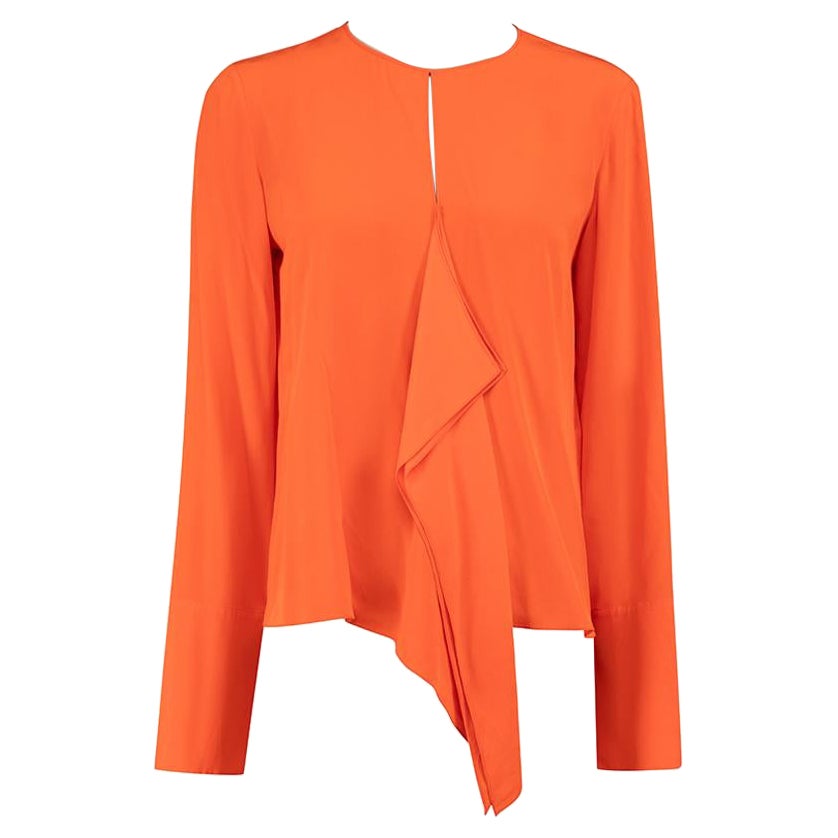 Emilio Pucci Orange Silk Draped Blouse Size S For Sale