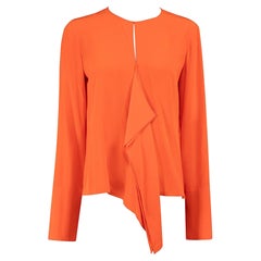 Used Emilio Pucci Orange Silk Draped Blouse Size S