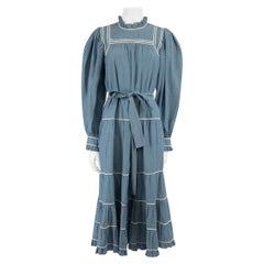 Ulla Johnson Blue Blanche Ruffle Midi Dress Size M