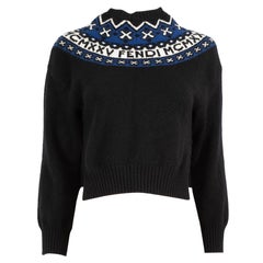 Fendi Black Wool Knitted Mock Neck Logo Jumper Size S