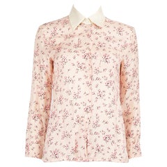 Prada Pink Silk Sakura Print Shirt Size S