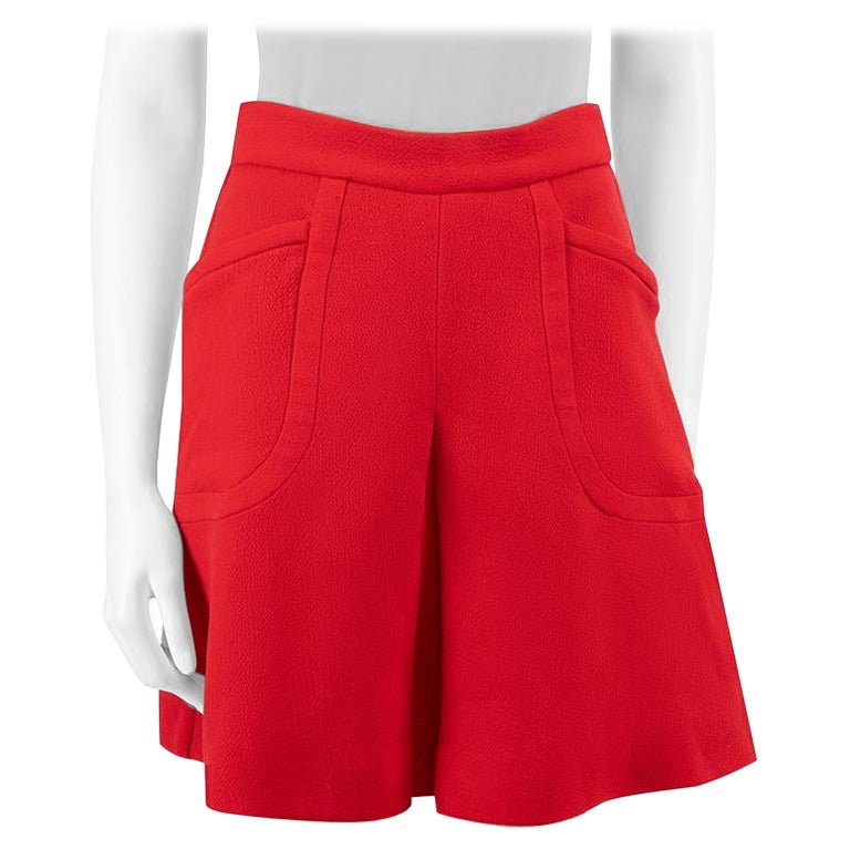 Emilia Wickstead Red Front Pleated Mini Skirt Size M For Sale