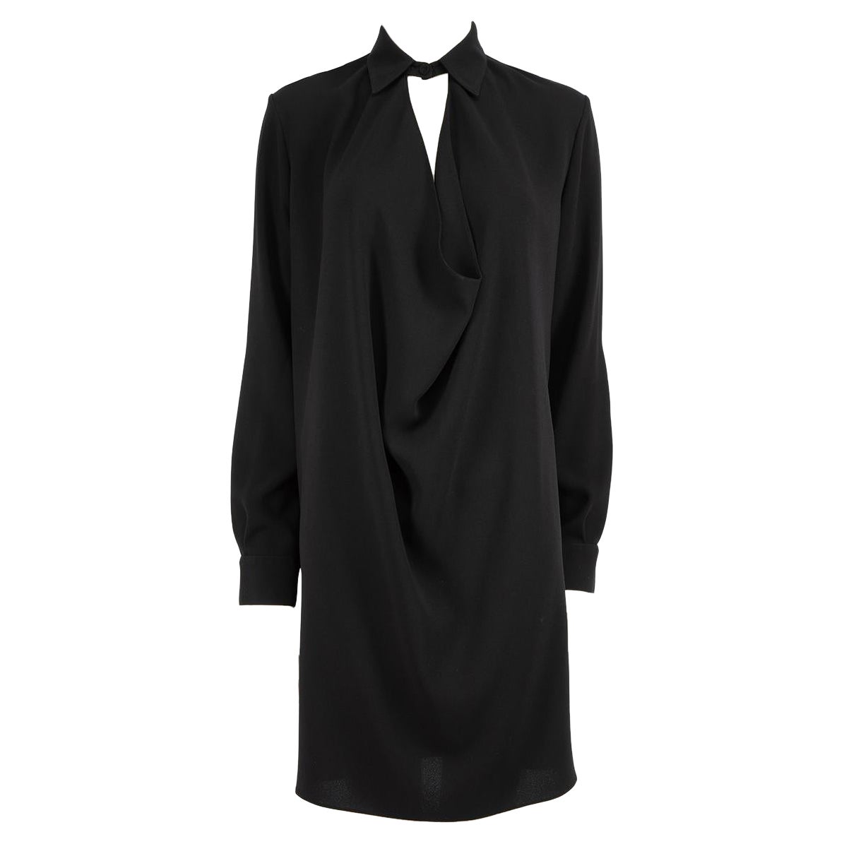 Balenciaga Black Cowl Neck Long Sleeve Dress Size S For Sale