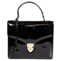 Aspinal of London Schwarze Mayfair Top-Handle-Tasche aus Lackleder