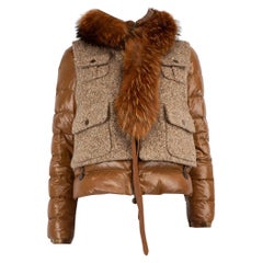 Moncler Vintage Brown Puffer mit Weste Größe S