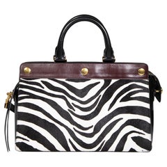 Mulberry Schwarze Leder Chester Zebra Print Ponyhaar Grab Bag mit Zebramuster