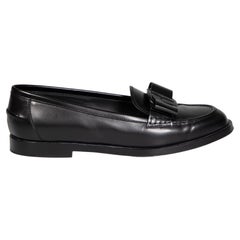 Salvatore Ferragamo Black Leather Vivaldo Logo Loafers Size US 9