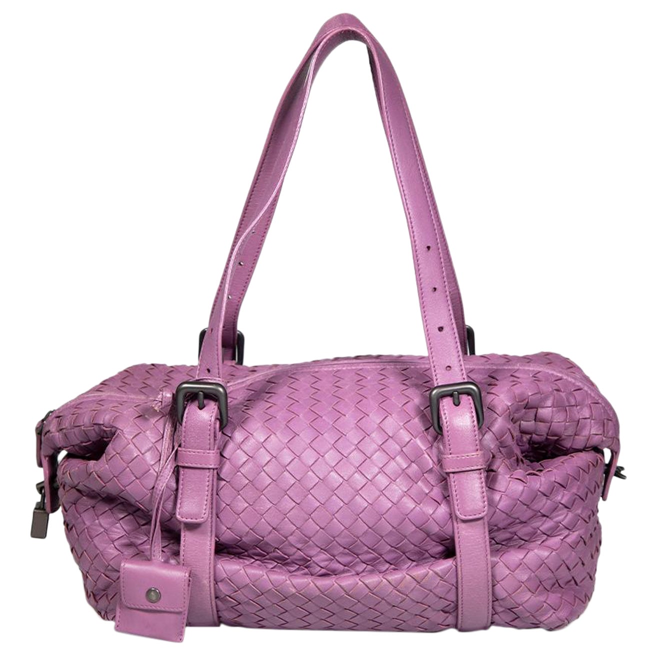 Bottega Veneta Purple Leather Intrecciato Montaigne Shoulder Bag For Sale