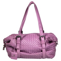 Used Bottega Veneta Purple Leather Intrecciato Montaigne Shoulder Bag