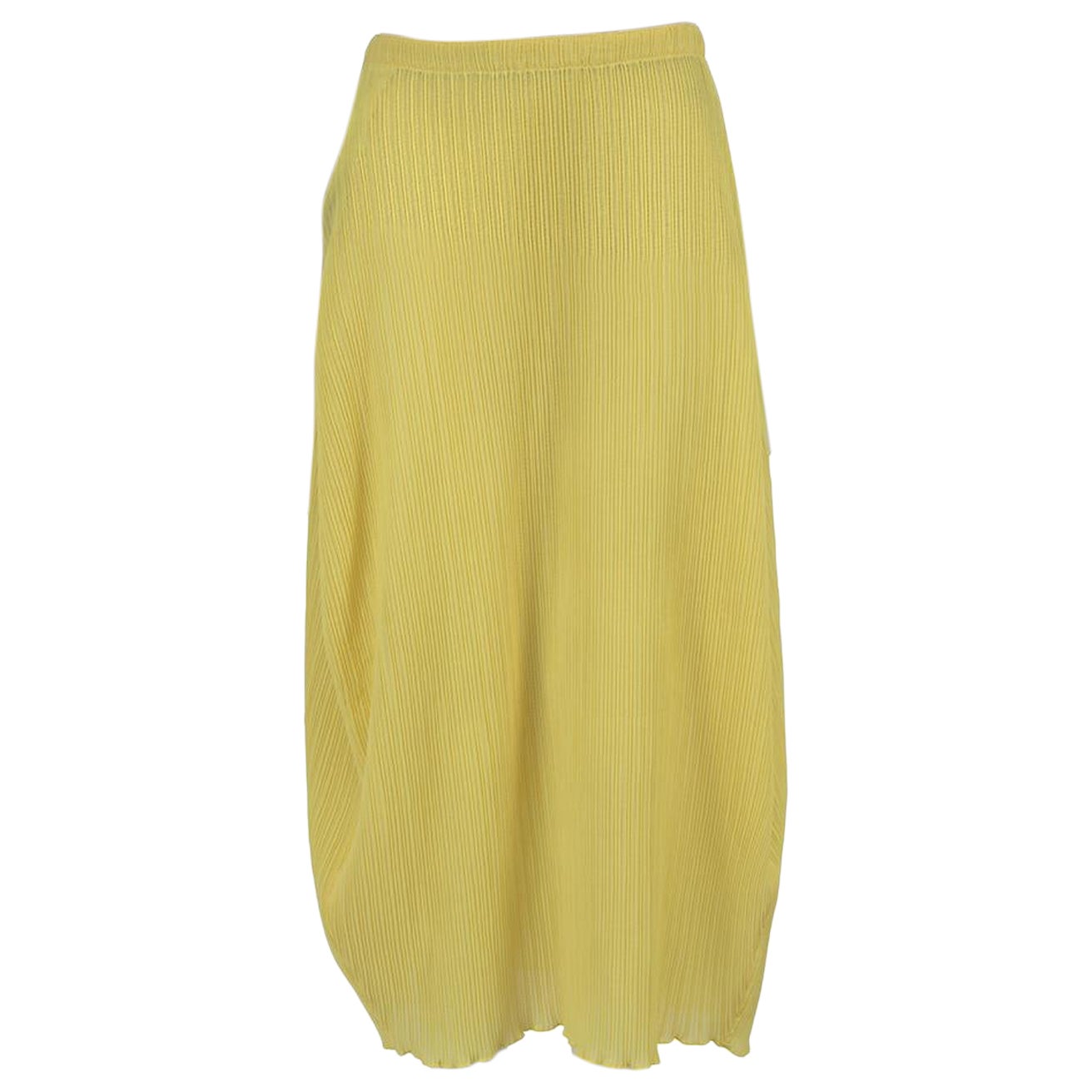 Jil Sander Yellow Plissé Midi Skirt Size S For Sale