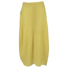 Jil Sander Yellow Plissé Midi Skirt Size S