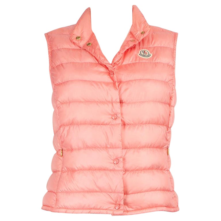Moncler Pink Quilted Puffer Down Gilet Size M For Sale