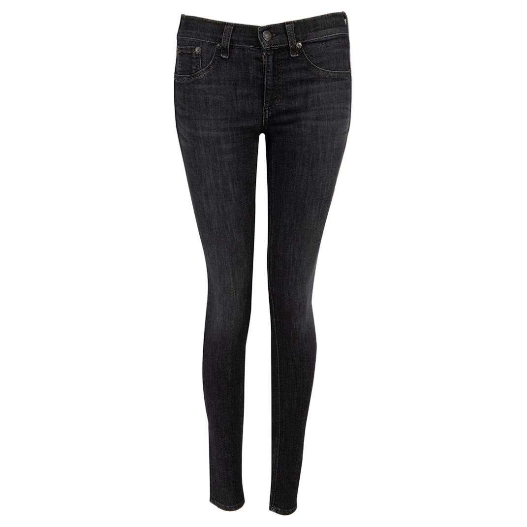 Rag & Bone Black Dark Wash Mid-Rise Skinny Jeans Size M For Sale