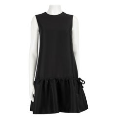 Used Victoria Beckham Black Ruffle Hem Shift Dress Size M