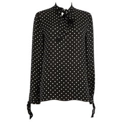 Valentino Garavani Black Silk Polka Dots Blouse Size XL