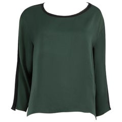 Rag & Bone Grüne langärmlige Bluse mit Rohbesatz Größe S