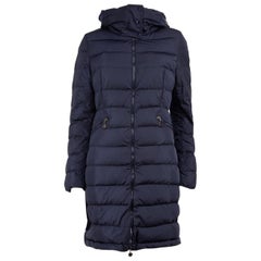 Moncler Blue Padded Mid-Length Down Coat Size XS