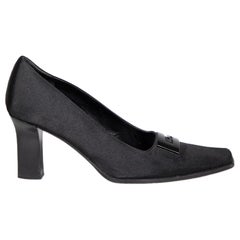 Gucci Vintage Schwarze Satin-Pumps mit quadratischer Zehe Größe IT 36,5