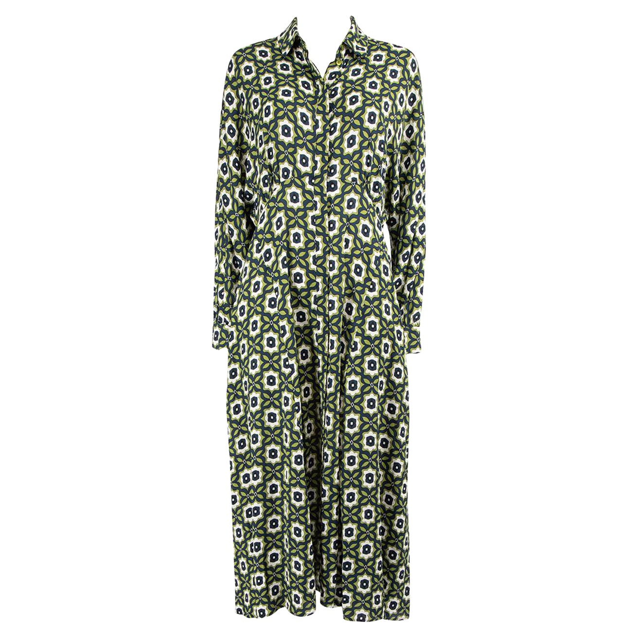 Max Mara Weekend Max Mara Green Abstract Floral Tacco Day Dress Size XXXL For Sale