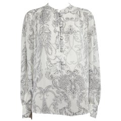 Used Chloé See by Chloé White Floral Print Long Sleeve Blouse Size XL