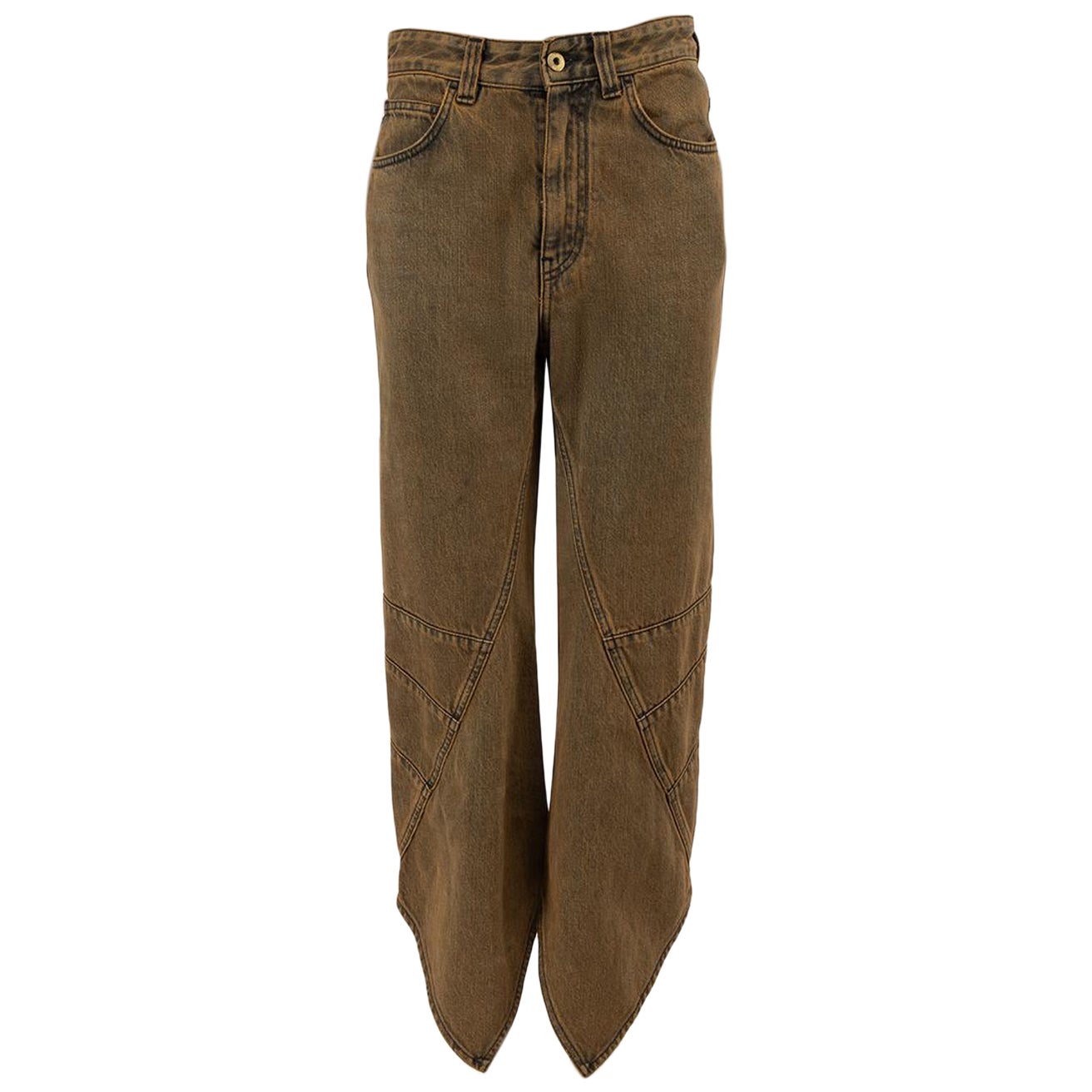 Loewe Brown Denim Deconstructed Curve Jeans Size XS For Sale