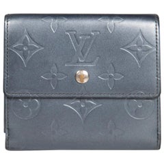 Used Louis Vuitton Navy Metallic Leather Monogram Vernis Elise Wallet
