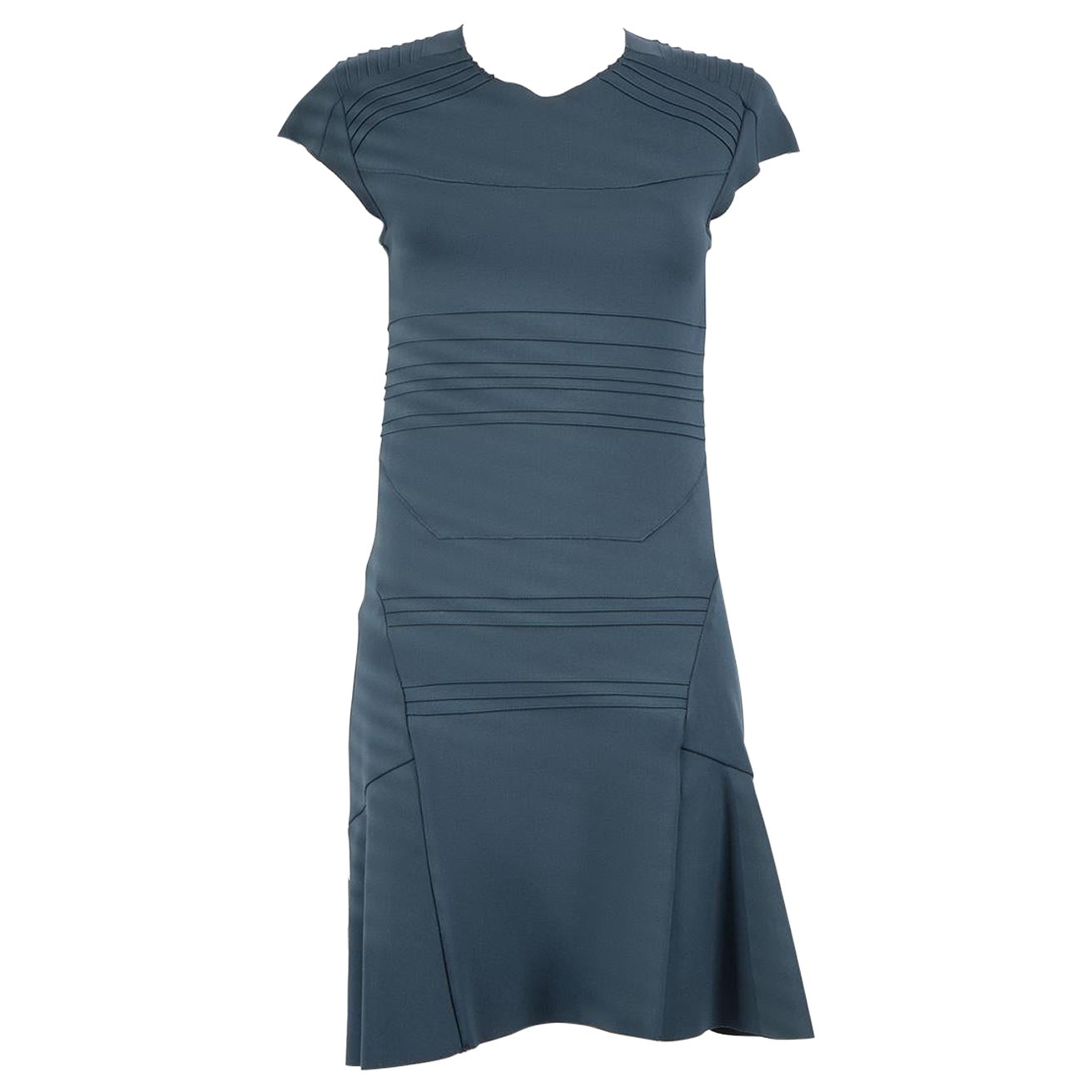 Maje Blue Round Neck Short Sleeve Midi Dress Size M For Sale