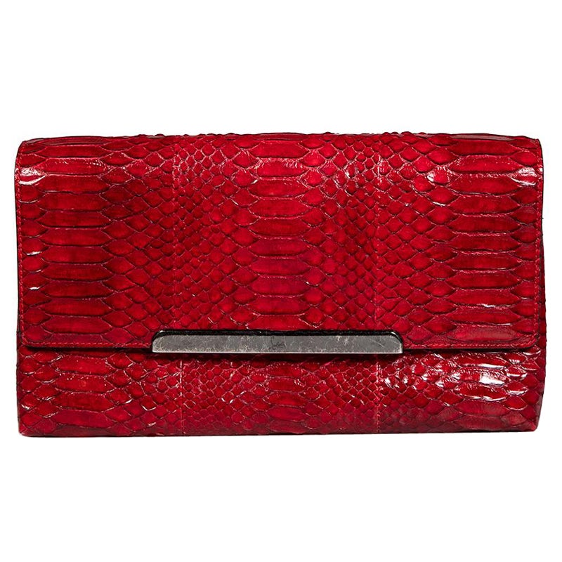 Christian Louboutin Red Python Rougissime Clutch Bag For Sale