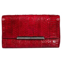 Used Christian Louboutin Red Python Rougissime Clutch Bag