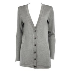 Used Max Mara Weekend Max Mara Grey Silk Long Cardigan Size M