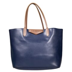 Used Givenchy Navy Leather GV Shopper Tote