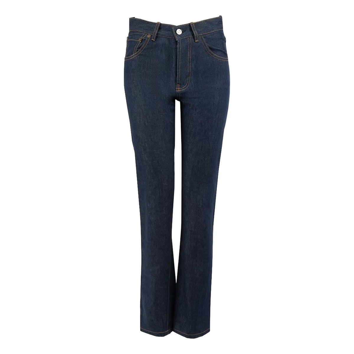 Victoria Beckham Blue Denim Mid-Rise Straight Jeans Size XS For Sale