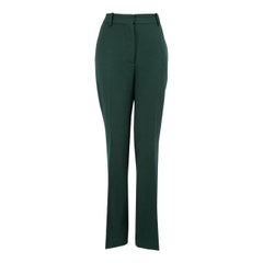 Used Victoria Beckham Green Wool Flared Trousers Size L