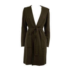 Used Max Mara Khaki Wool Belted Coat Size M