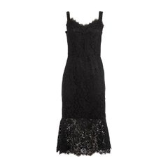 Dolce & Gabbana Black Floral Lace Midi Dress Size XS