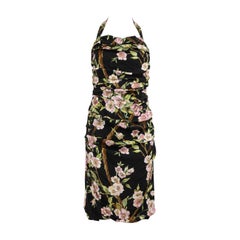 Dolce & Gabbana - Robe à col bénitier à fleurs noires, taille M