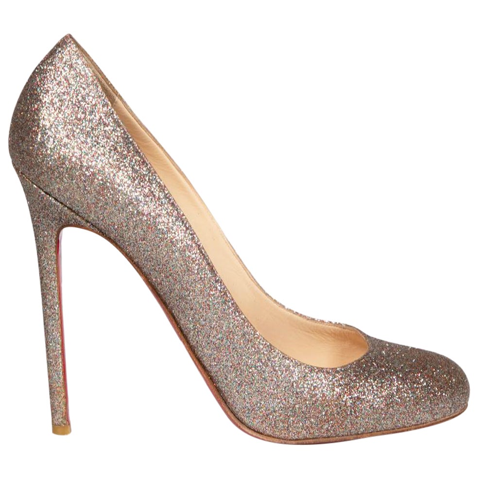 Christian Louboutin Metallic Glitter High Heels Size IT 38 For Sale