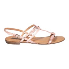 Used Tod's Pink Snakeskin Leather Buckle Strap Sandals Size IT 38