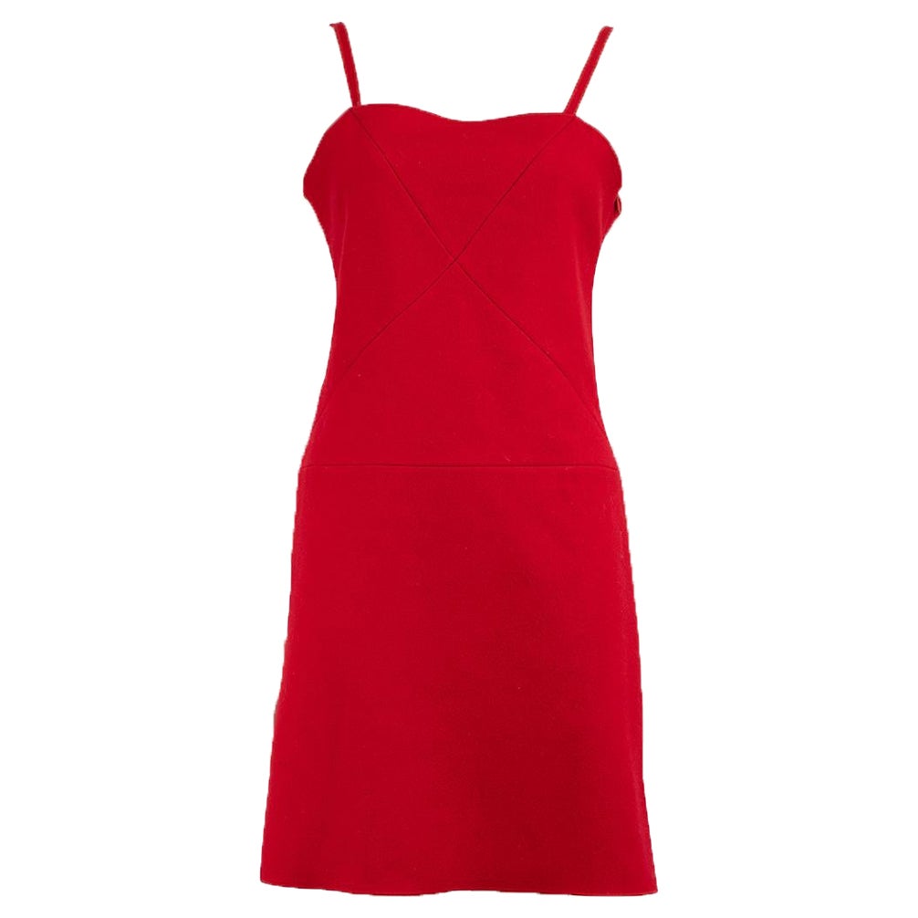 Miu Miu Red Wool Felted Sleeveless Mini Dress Size S For Sale