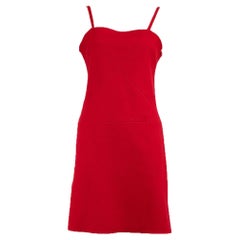 Used Miu Miu Red Wool Felted Sleeveless Mini Dress Size S