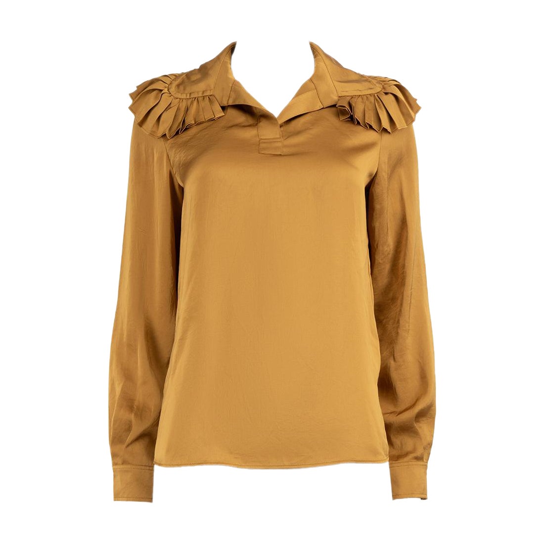 Chloé See By Chloé Brown Pleated Collar Blouse Size S For Sale