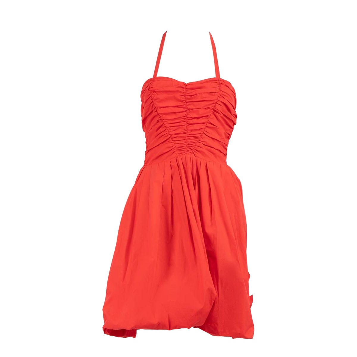 Miu Miu Red Ruched Detail Mini Dress Size XS For Sale
