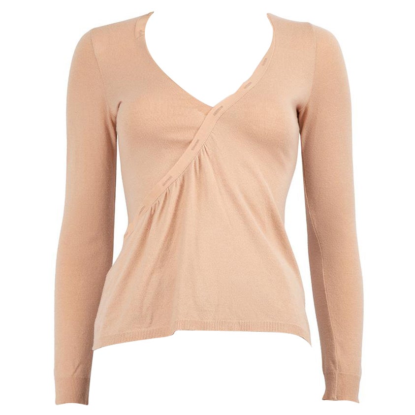 Moschino Pink Wool Buttonhole Detail Top Size S For Sale
