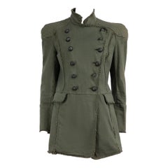 Used Pierre Balmain Green Double Breasted Military Jacket Size L