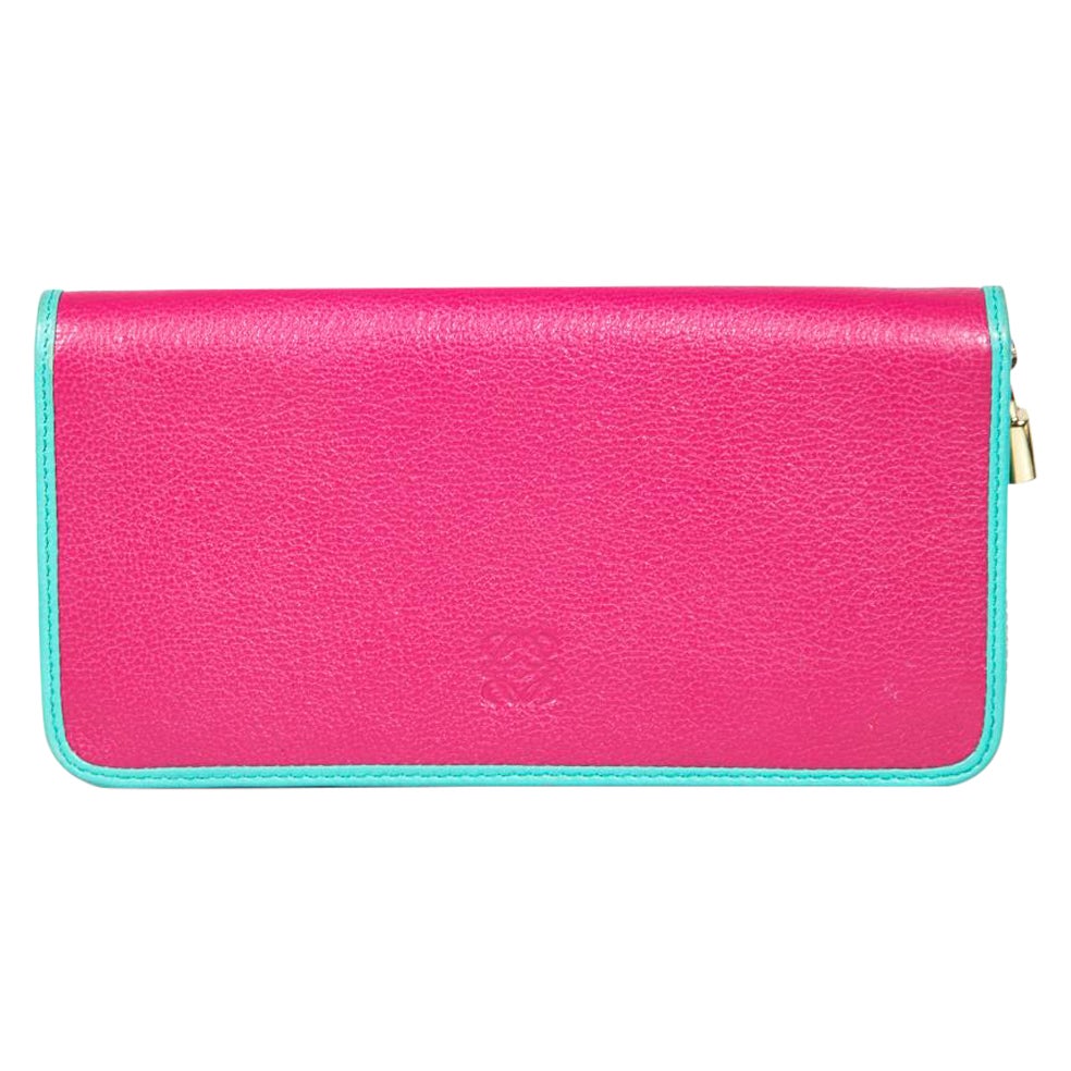 Loewe Pink Leather Contrast Trim Continental Wallet For Sale