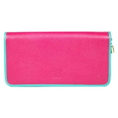Used Loewe Pink Leather Contrast Trim Continental Wallet