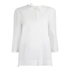 Marni S/S13 Weiße langärmlige Bluse mit weißem Ausschnitt und Krawatte Größe L